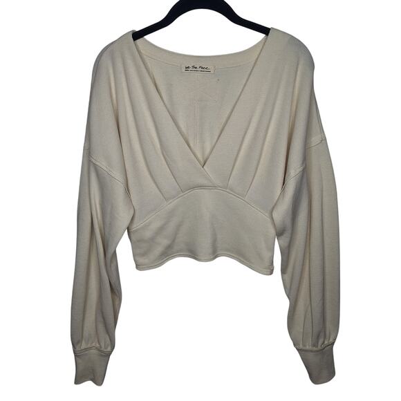 Free People We The Free All Nighter Thermal Top Medium Cream Crop Long Sleeve - Picture 2 of 9